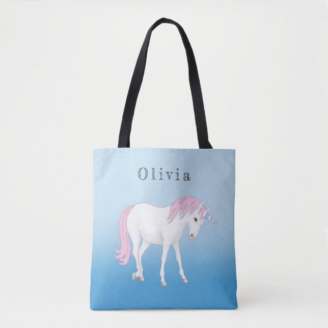 Unicorn Personlig Tote Bag Tygkasse (Framsida)
