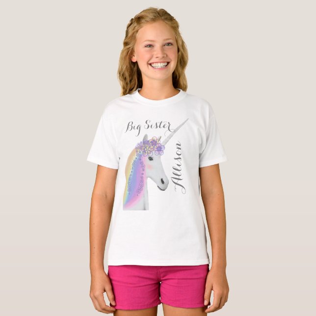 Unicorn-Personligen Big Sister T Shirt (Hel framsida)