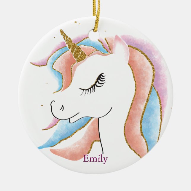 Unicorn-Personligen Julgransprydnad Keramik (Framsidan)
