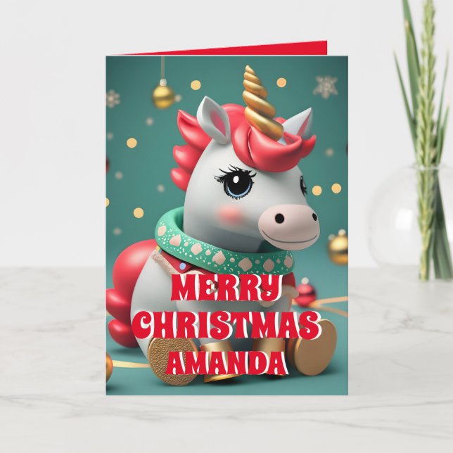 Unicorn-Personligen Kids Photo Helgkort (Framsida)