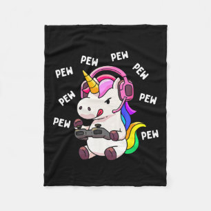 Unicorn Pew Pew Unicorns Älskare Video Game Gamer Fleecefilt