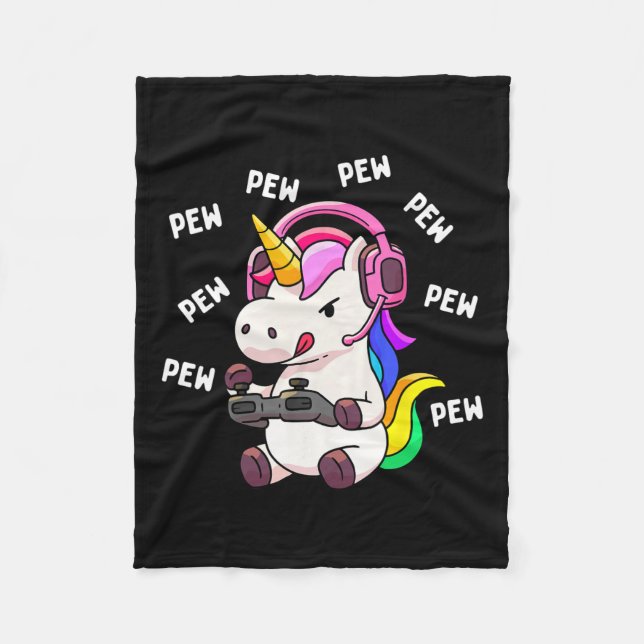 Unicorn Pew Pew Unicorns Älskare Video Game Gamer  Fleecefilt (Framsidan)