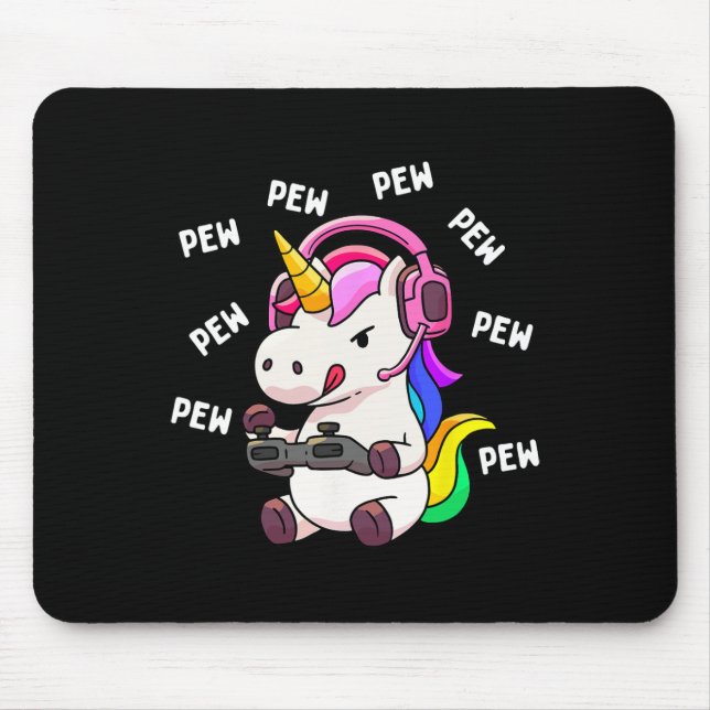 Unicorn Pew Pew Unicorns Älskare Video Game Gamer  Musmatta (Framsidan)