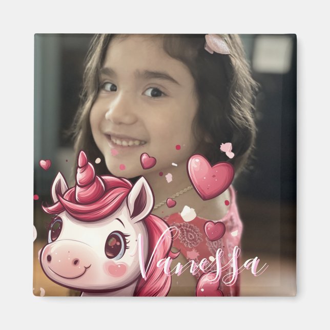 Unicorn Photo Valentine Day Magnet (Framsidan)