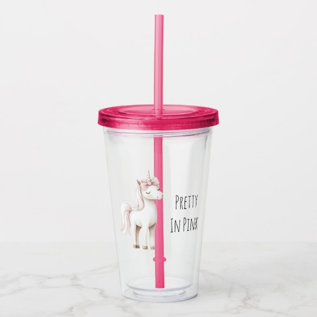 Unicorn Pink Bow Take Away Mugg (Framsida)