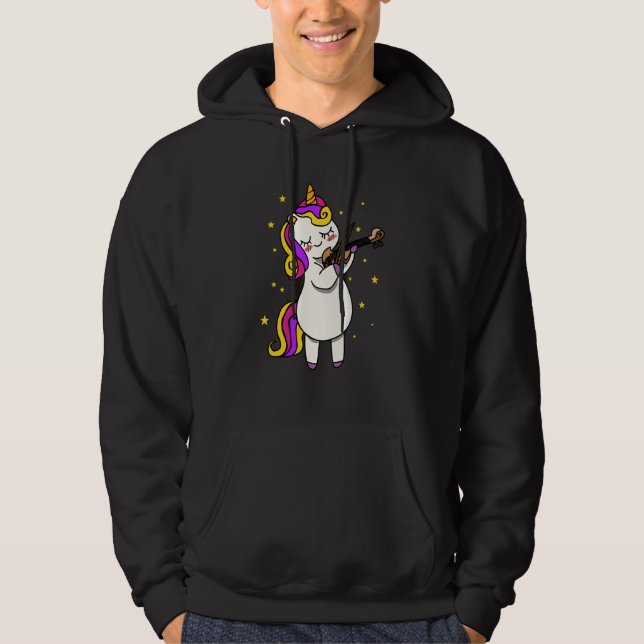 Unicorn Playing Violin Magical Violinist Unicorn Hoodie (Framsida)