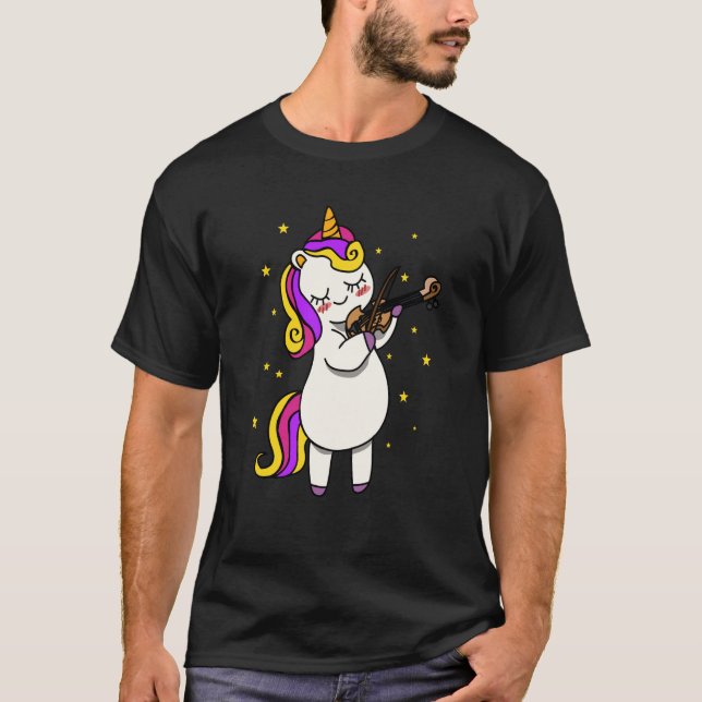 Unicorn Playing Violin Magical Violinist Unicorn T Shirt (Framsida)