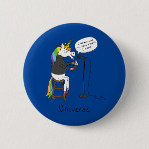 Unicorn Poetry Funny Cute Tecknad Knapp