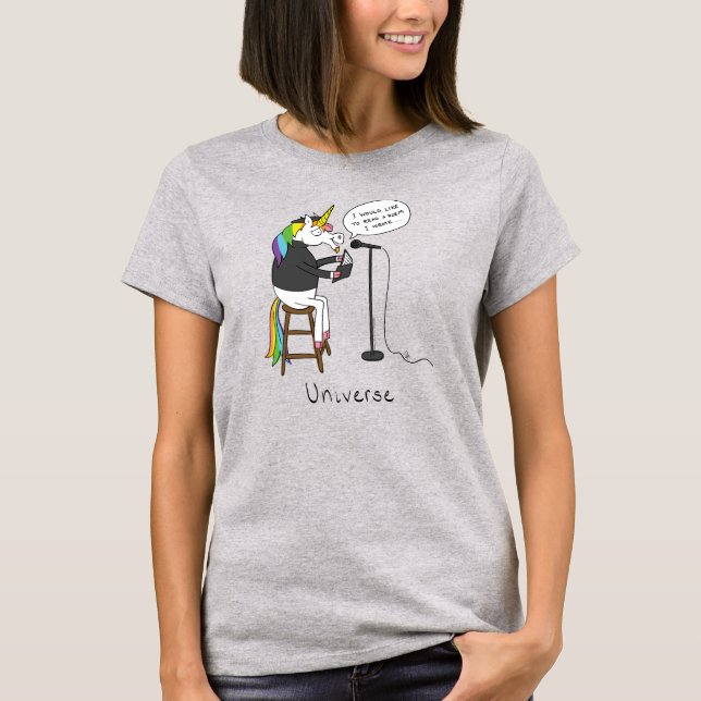 Unicorn Poetry Funny Cute Tecknad T Shirt (Framsida)
