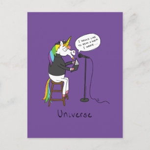 Unicorn Poetry Poet Funny Vykort
