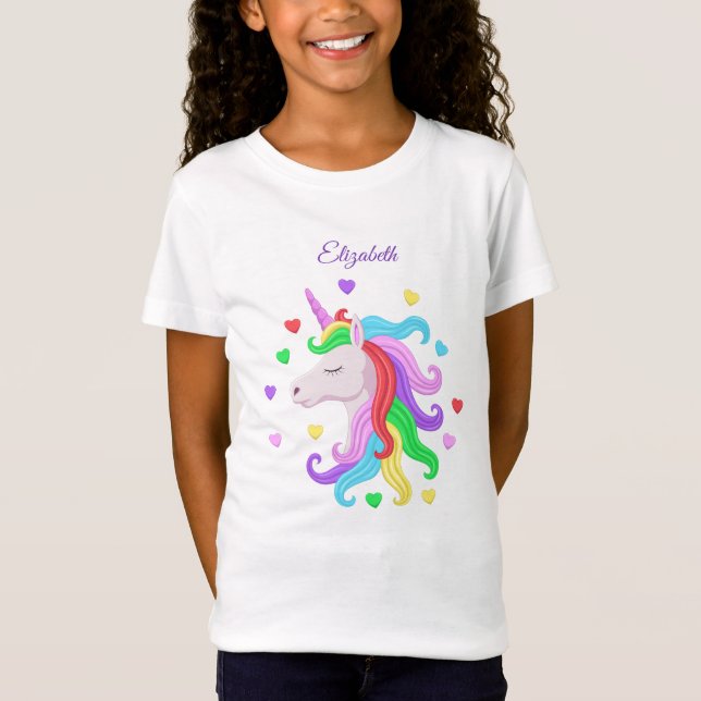 Unicorn Pony Rainbow Stars Pastel Girly Magic T Shirt (Framsida)