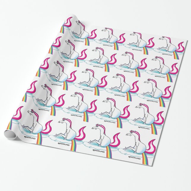 Unicorn pooping Rainbow - Einhorn pubst Regenbogen Presentpapper (Utrullad)