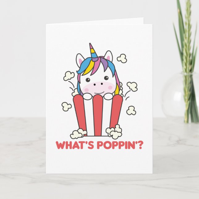 Unicorn Popcorn Whats Poppin Funny Kort (Framsida)