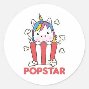 Unicorn Popcorn Whats Poppin Funny PopStar Runt Klistermärke