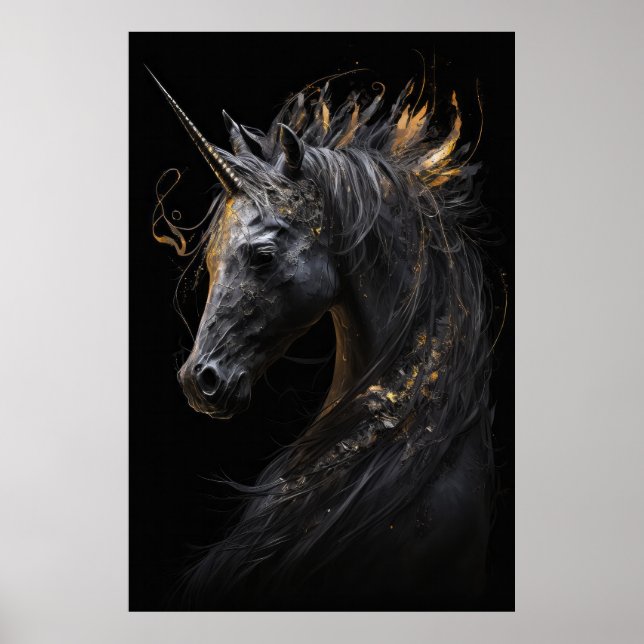 Unicorn Porträtt Animal Fantasy Nature Wildlife Poster (Framsidan)