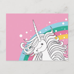 UNICORN POSTCARD-ROSA VYKORT