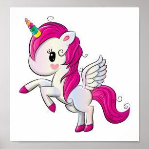 Unicorn Poster Girl's Room Decor Rosa Rainbow