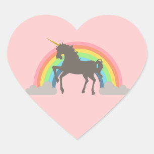 Unicorn Power Hjärtformat Klistermärke