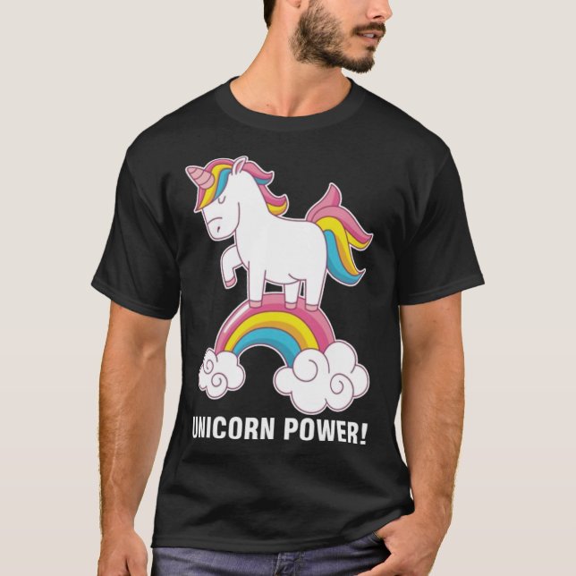 Unicorn power kärlek roligt t shirt (Framsida)