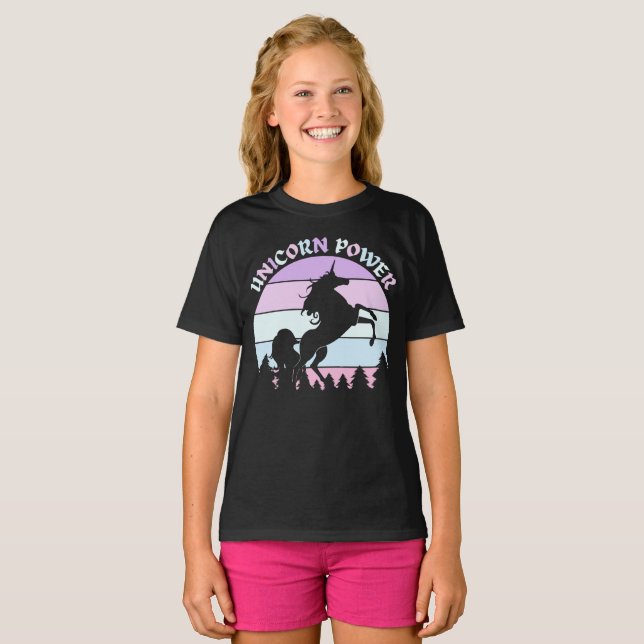 Unicorn Power Roligt Kids T-Shirts (Hel framsida)