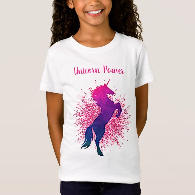 Unicorn Power Unicorn & Glitter T-Shirt (Framsida)