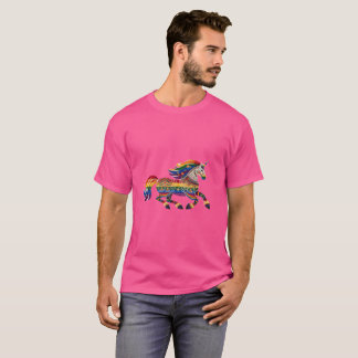 Unicorn Prance Folk Print Unisex T-Shirt