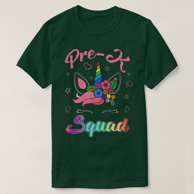 Unicorn Prek Squad Teacher Student-teamet tillbaka T Shirt (Design framsida)