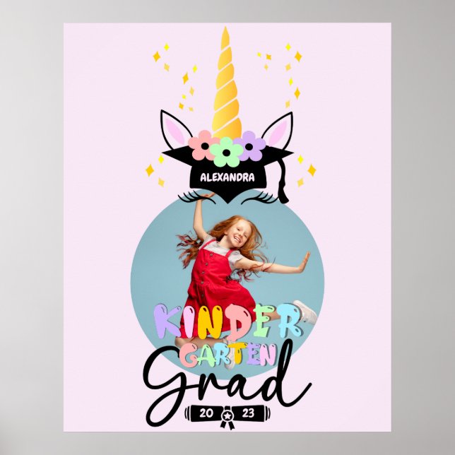 Unicorn Preschool Kindergarten Student Photo Poster (Framsidan)