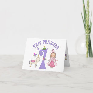 Unicorn Princess 1:a födelsedagen inkallelse Tack Kort