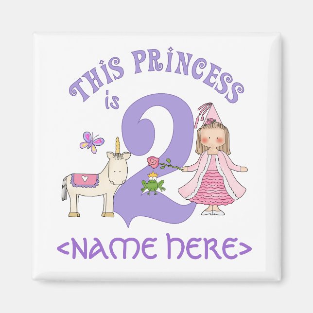 Unicorn Princess 2:a födelsedagen Magnet (Framsidan)
