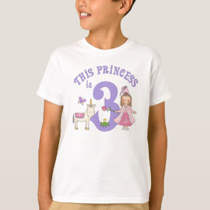 Unicorn Princess 3:e födelsedagen Tee