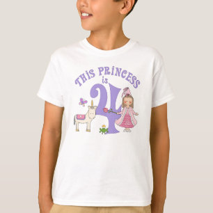 Unicorn Princess 4e födelsedagen Tee Shirt