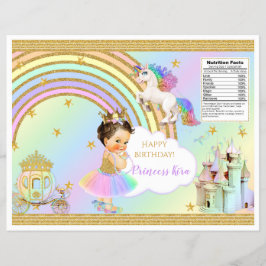 Unicorn Princess Castle Rainbow Flicka Chip Bag Reklamblad
