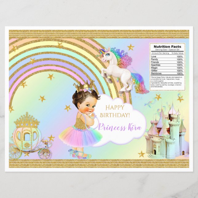 Unicorn Princess Castle Rainbow Flicka Chip Bag Reklamblad (Framsidan)