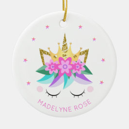 Unicorn Princess Cute Girly Glitter Personlig Julgransprydnad Keramik