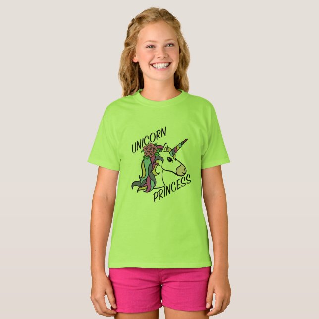 Unicorn Princess Design - Girls'Basic T-Shirt (Hel framsida)