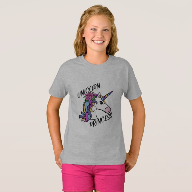 Unicorn Princess Design - Girls'Basic T-Shirt (Hel framsida)