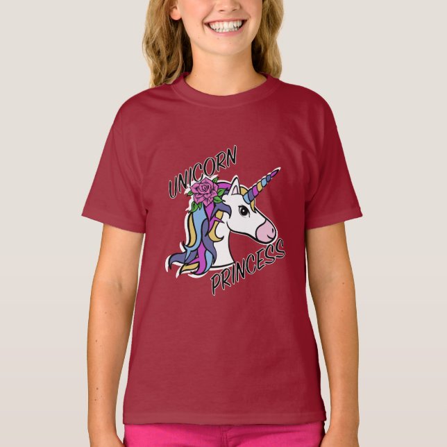 Unicorn Princess Design - Girls'Basic T-Shirt (Framsida)