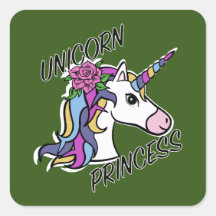 Unicorn Princess Design - Square Stickers