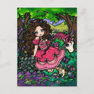 Unicorn Princess Fantasy Fairy Art Postcard Vykort