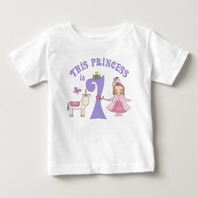 Unicorn Princess First Birthday T-shirt (Framsida)