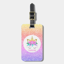 Unicorn Princess Glitter Personlig Namn Bagagebricka