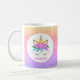 Unicorn Princess Glitter Personlig Namn Kaffemugg