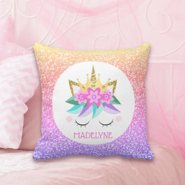 Unicorn Princess Glitter Personlig Namn Kudde
