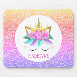 Unicorn Princess Glitter Personlig Namn Musmatta