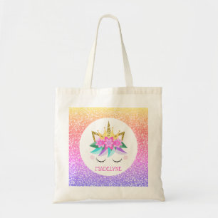 Unicorn Princess Glitter Personlig Namn Tygkasse