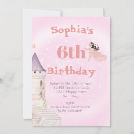 Unicorn Princess Stars Age Mörk Hair Birthday Inbjudningar