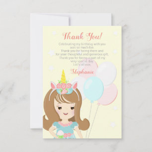 Unicorn Princess Tack You Card Inbjudningar