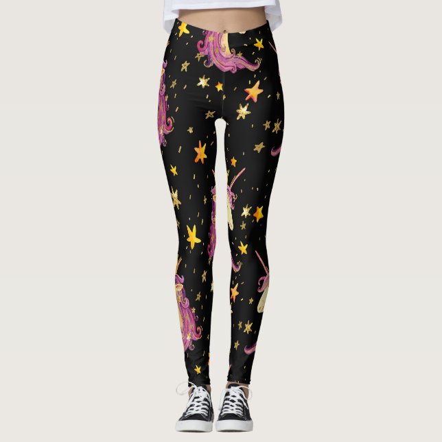 Unicorn Princess: Watercolor Fairy Tale Leggings (Framsida)