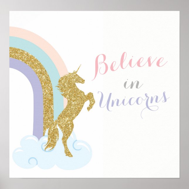 Unicorn Print, Unicorn Bedroom-Dekorationer Poster (Framsidan)